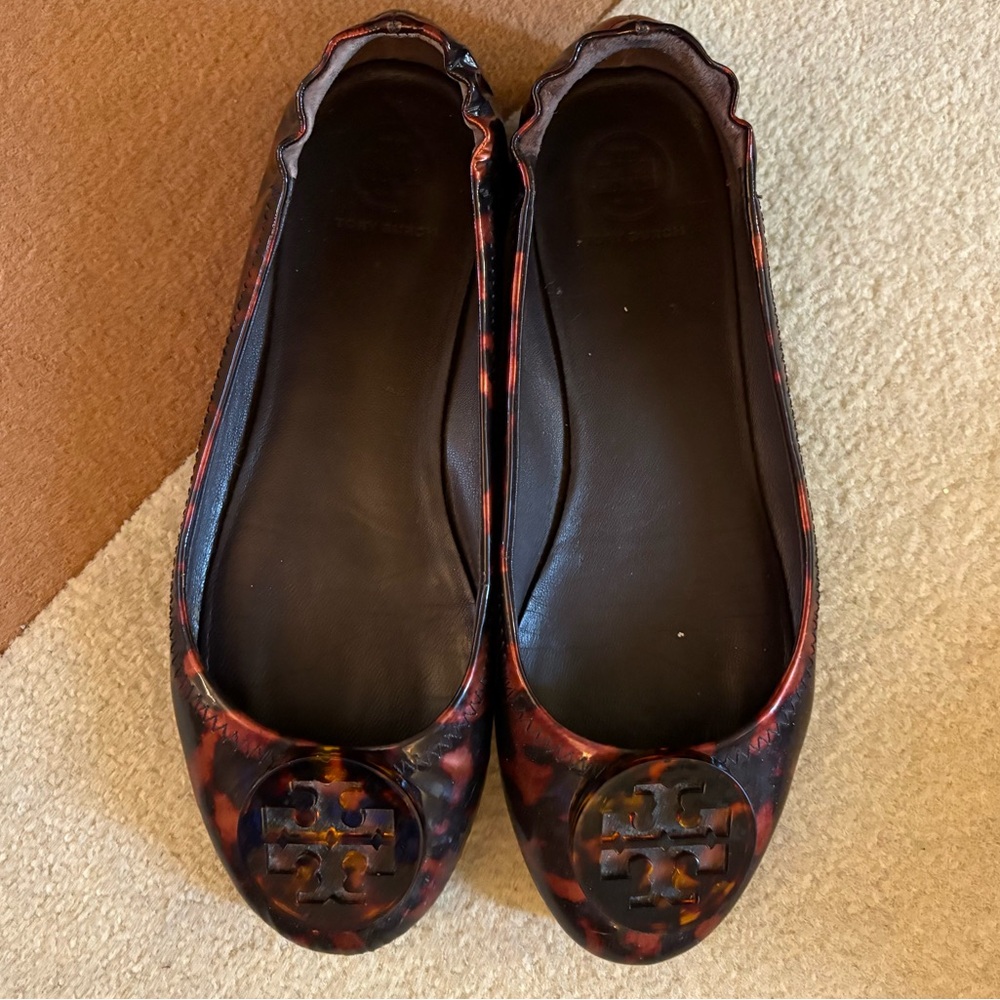 TORY BURCH Reva Tortoise Shell Ballet Flats size 7.5 - Picture 2 of 11